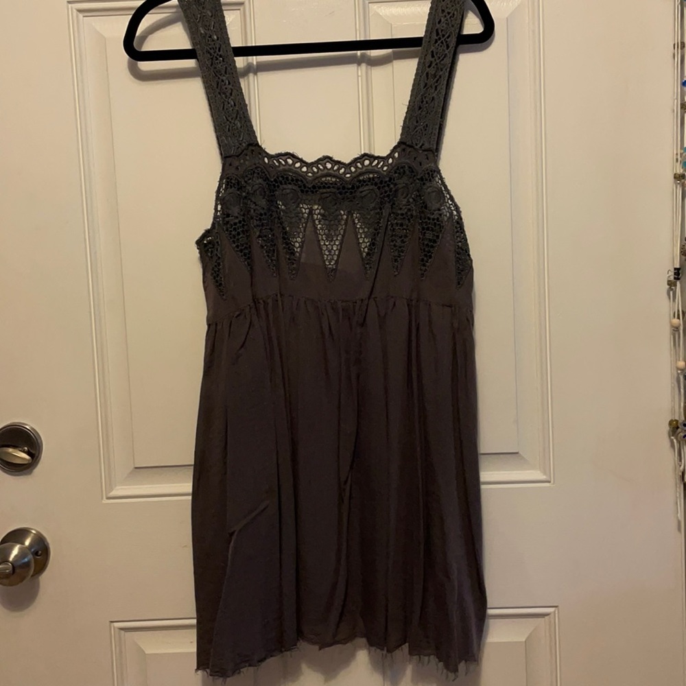 Free People Intimates charcoal grey tunic slip